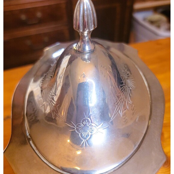 Vintage Silver Plate Trinket Jewelry Box w Lid Red Velvet Inside Engraved Design - Picture 11 of 16